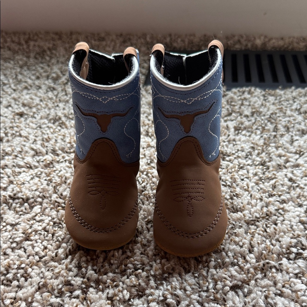 Children's Western Boots in Brown and Blue